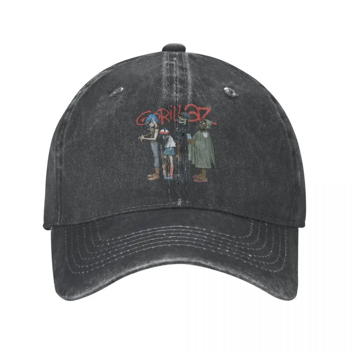 

Реперський гурт Gorillaz Бейсболка Вінтажна потерта джинсова Аніме Манга Кепка Snapback Унісекс Стиль Кепки для тренувань на відкритому повітрі Кепка Adjustable чорний
