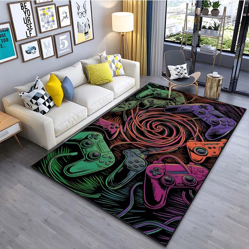 Modern Colorful Gaming Themed Print Rug for Living Room Bedroom Bedside Bathroom Floor Mat Home Area Rug Carpets Room Decor Gift