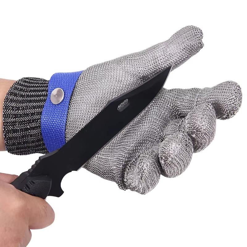 Schnittschutzhandschuhe in 6 Größen, schnittfest, stichfest, Edelstahldraht, Metallgeflecht, Metzgerschutz, Fleischschutz, schnittfester Handschuh