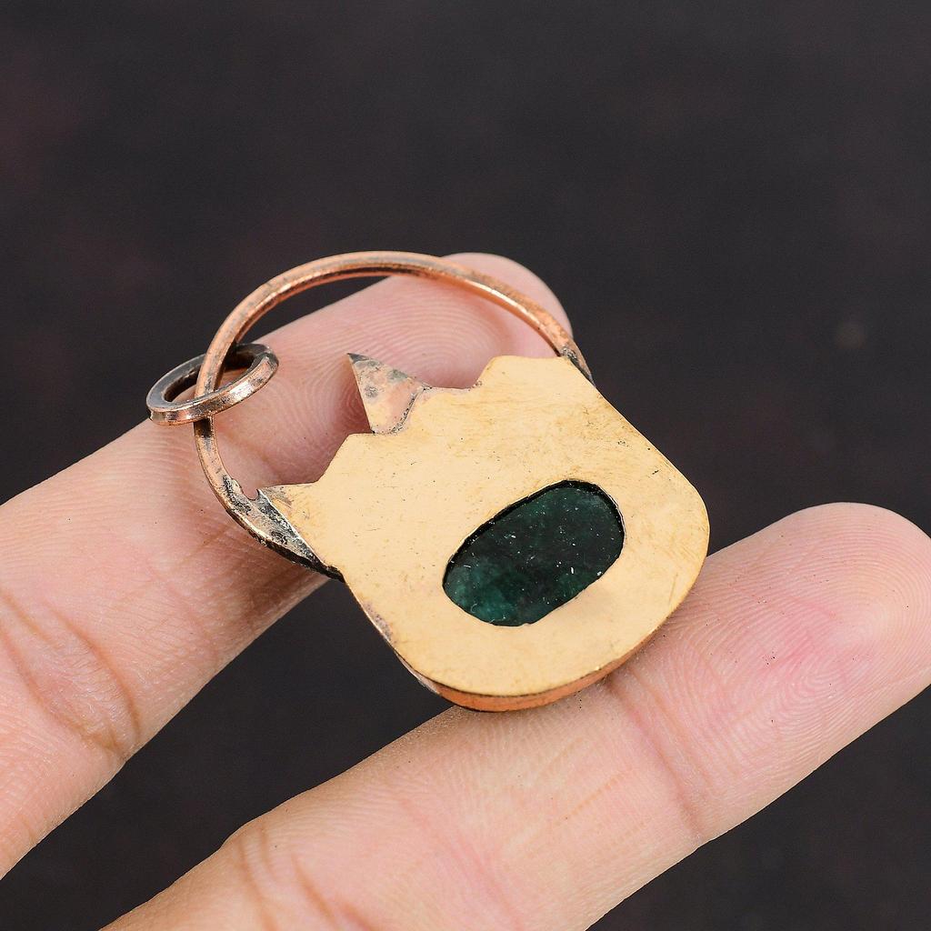 Faceted Zambian Emerald Pendant Copper Pendant Gemstone Pendant Handmade Jewelry Beautiful Copper Jewelry Special Occasion Gift Boho Pendant