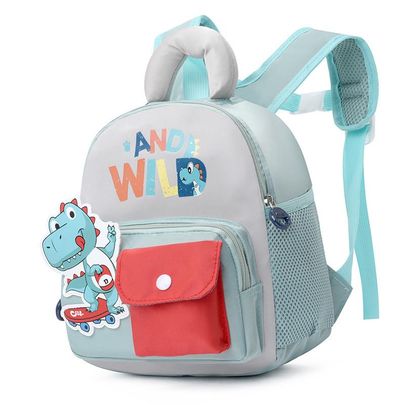 Kid Girl School Backpack Cartoon Dinosaur Oxford Fabric With Adjustable Shoulder Straps For Toddler Preschool