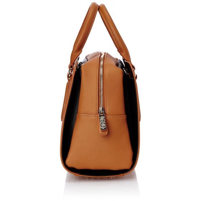 Sac bowling - Christian Lacroix - Eternity 8 - Imitation cuir Saffiano - Marron - Bandoulière amovible