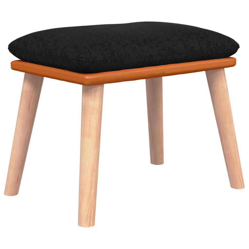 Footstool Black 45 X 29.5 X 35 Cm Fabric and Faux Leather