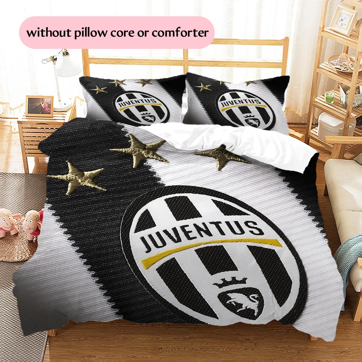 Постельное белье с узором Ювентус Домашний декор Подарок на день рождения (1 пододеяльник + 2 наволочки, без наполнителя) 135x200cm