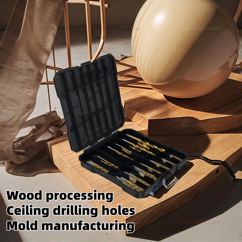 99 Pieces Titanium Twist Drill Bit Set High Speed Steel 1/16 To 3/8 Inch for Wood Cast Iron Durable Anti Rust