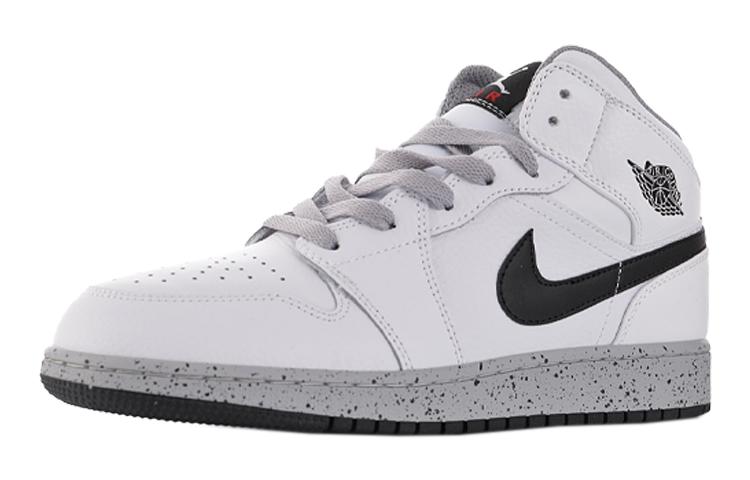Kids' Sneakers Nike Jordan 1 Mid White Cement (GS) White/Black-Wolf Grey
