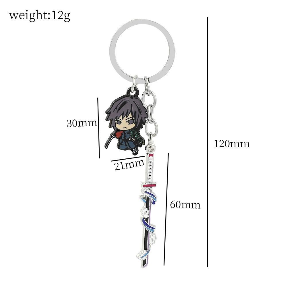 Anime Keychain Kimetsu No Yaiba Figure Kamado Tanjirou Weapon Pendant Keyring Car Key Holder Jewelry Accessories