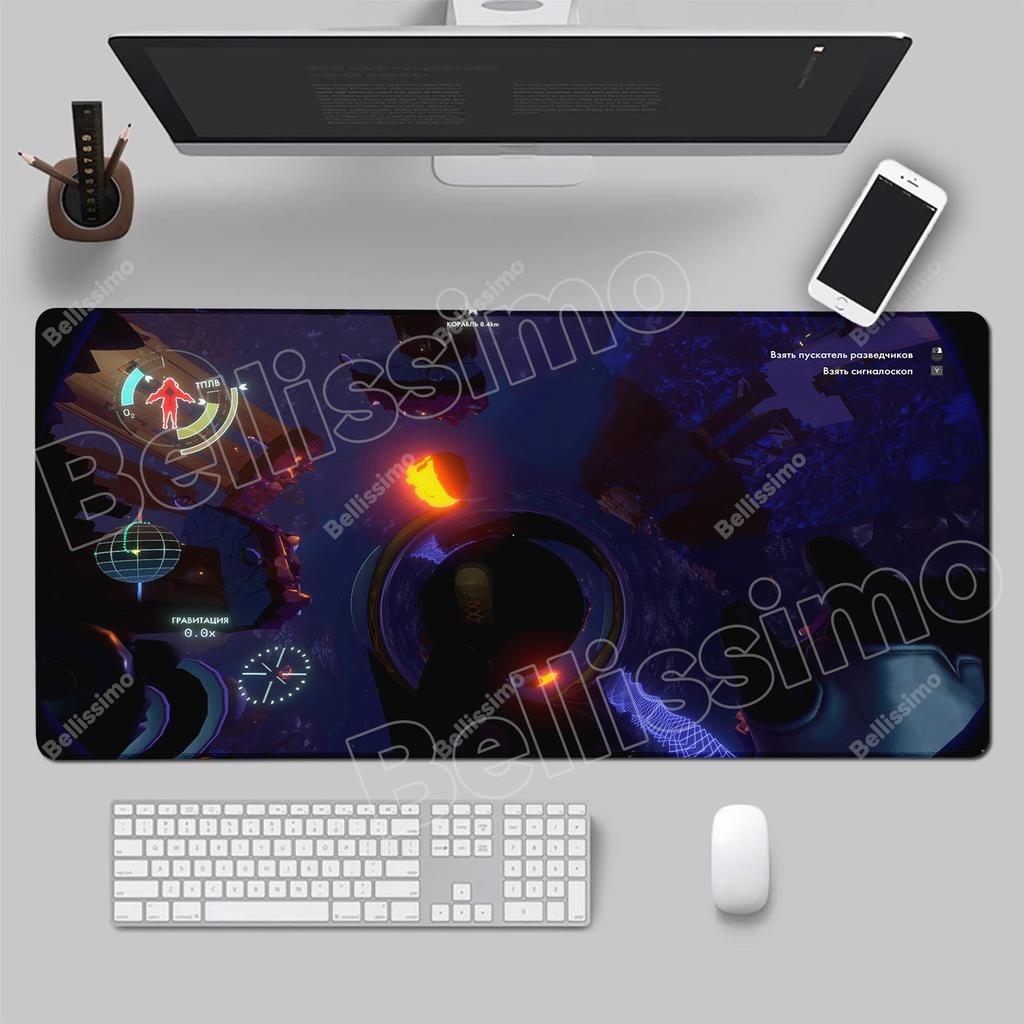 XXL Mouse Pad Anime Gamer Outer Wilds Mousepad PC Gaming Accessories Keyboard Pad Laptop Universe Space Solar System HD Desk Mat