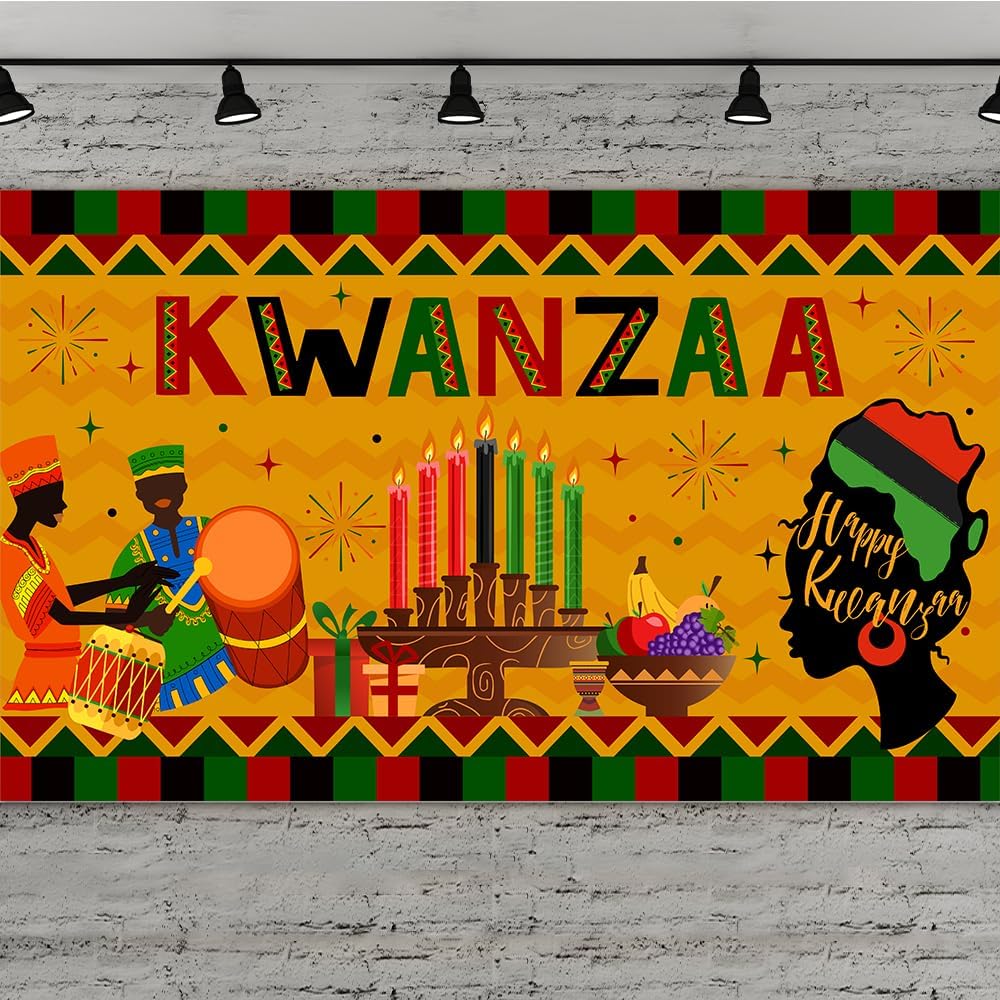Vintage Happy Kwanzaa Decorations Door Banner Happy Kwanzaa Banner Harvest Backdrop ns Heritage Welcome Porch Sign for ns Heritage Holiday Backdrop