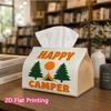 1pc, 2D Flat Printing, Tissue Box Happy Camper Camping Pattern Printed Tissue Box, Suitable for Bathrooms, Living Rooms, Bedrooms, Dressing Tables, Co