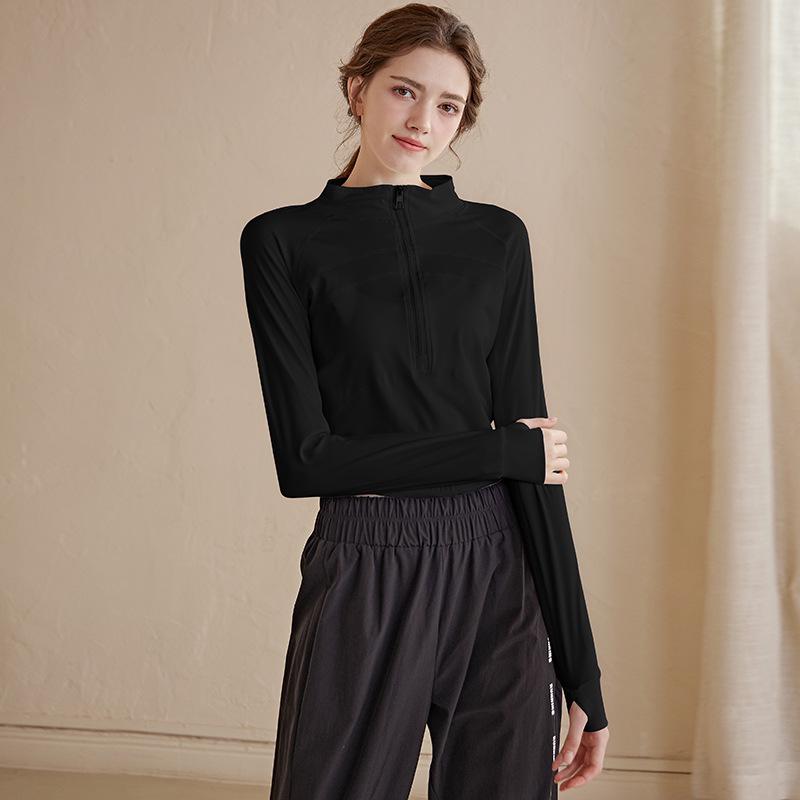 

Женский костюм для йоги с молнией до половины, 2025: Топ для бега с длинным рукавом, облегающий, для осеннего фитнеса Large