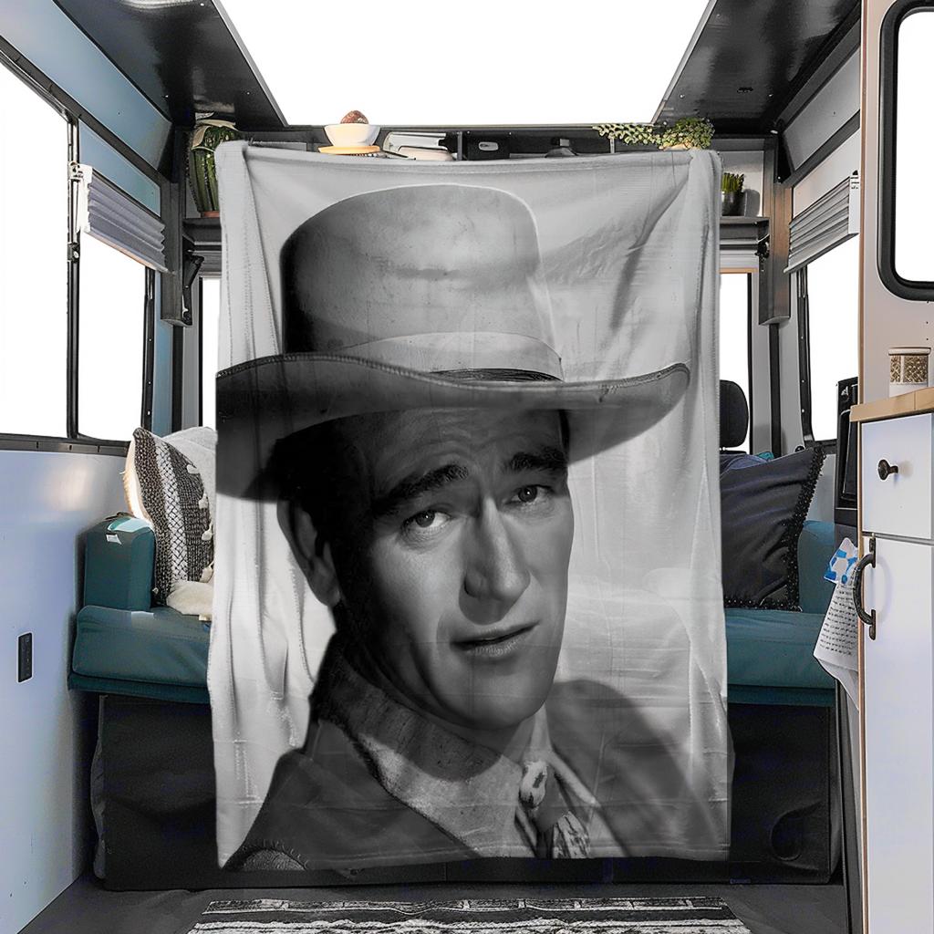 1pc John Wayne Retro Black and White Poster blanket, al season lightweigh Poster blanket home office outdoor nap multifunc Poster blanketional blanket
