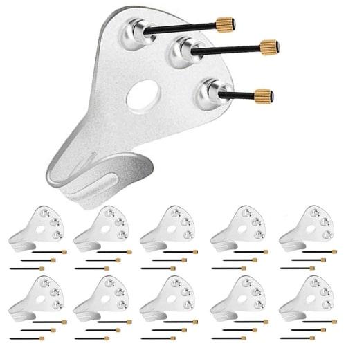 Pack of 10 Wall Hooks, Weight Capacity: Approximately 34kg, Strong, with Nails, for Hanging Pictures, Clocks, and Drywall (Silver)