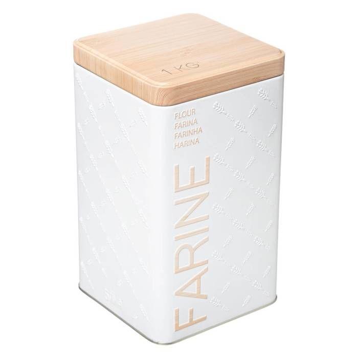 5five - boîte à farine 1kg métal "scandinave nature" blanc