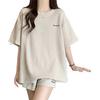 Trendy Summer Two-Piece Running Set: Loose Fit Short-Sleeve Top & Slimming Shorts for Female Students