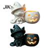 Cute Halloween Crafts Black Cat Pumpkin Candlestick, 3D Printed Witch Candle Hollow Light Holder with Tealight Cup, Spooky Tabletop Decor for
