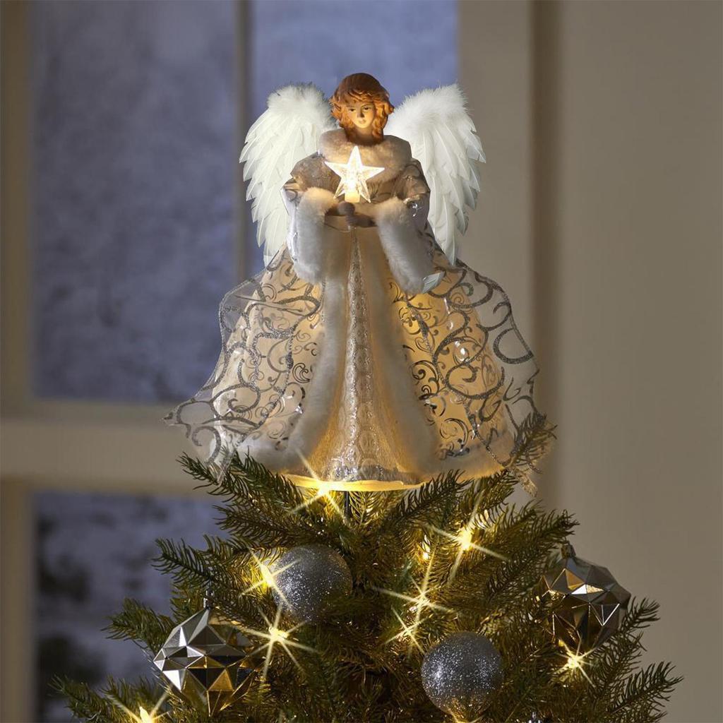 Christmas Tree Angel Topper String Light Ornament Home Decorations 2025 Xmas Naviad 2026 New Year Party Supplies