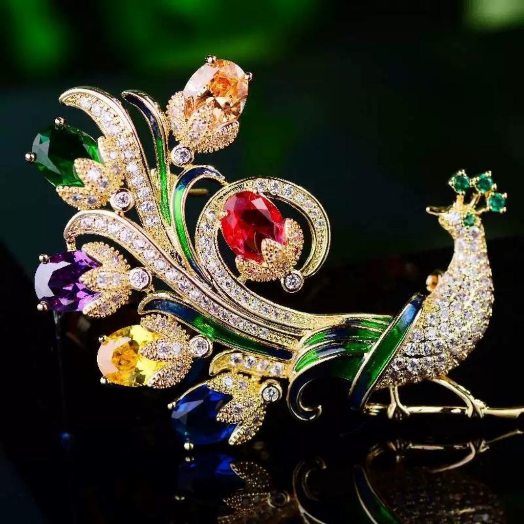 Fashion Clothing Brooch Versatile Peacock Phoenix Brooch Bird Jewelry Brooch Sparkling For Formal Event Party Dress