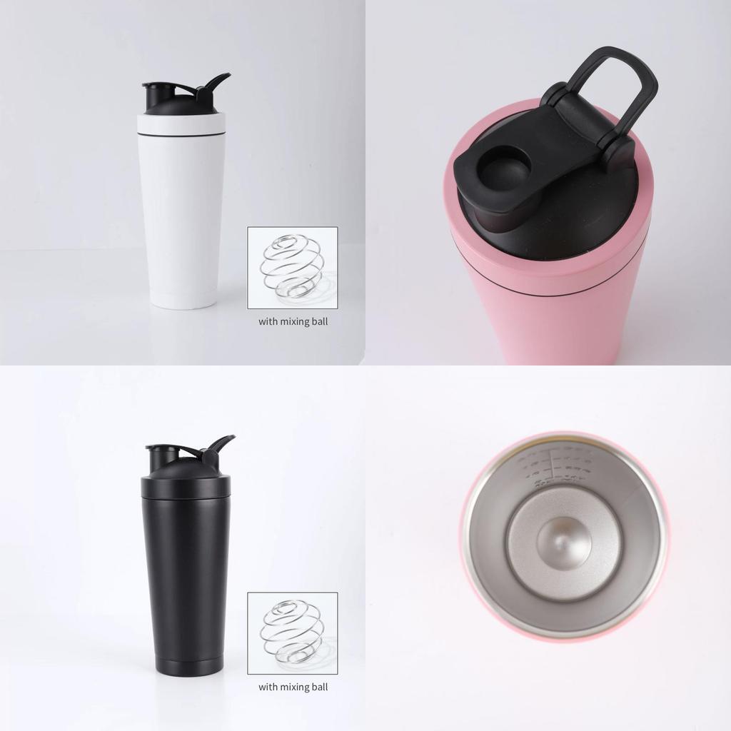 Double Layer Stainless Steel Shaker Bottle With Mixer Ball For Fitness Enthusiasts