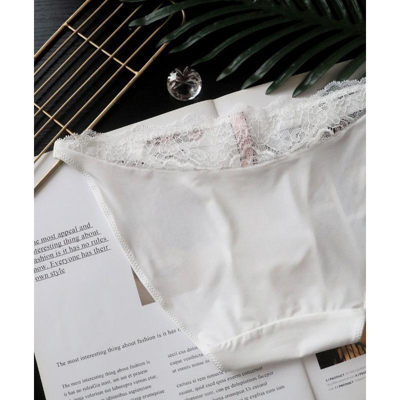 Thin Sexy Knickers Women's Low Waist Briefs Patchwork Lace Underwear Women's Ice Silk Breathable Women's Triangle Panties