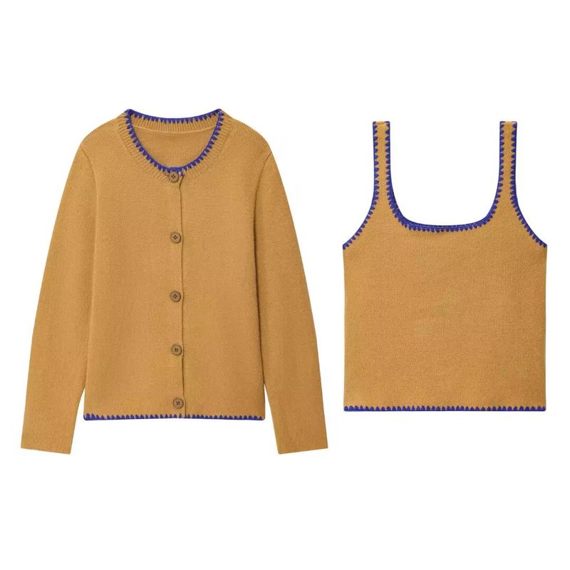Araltay New Arrival Fashion Style Women's Clothing Contrast Color Embroider Knitting Jacket 2142105 2142102