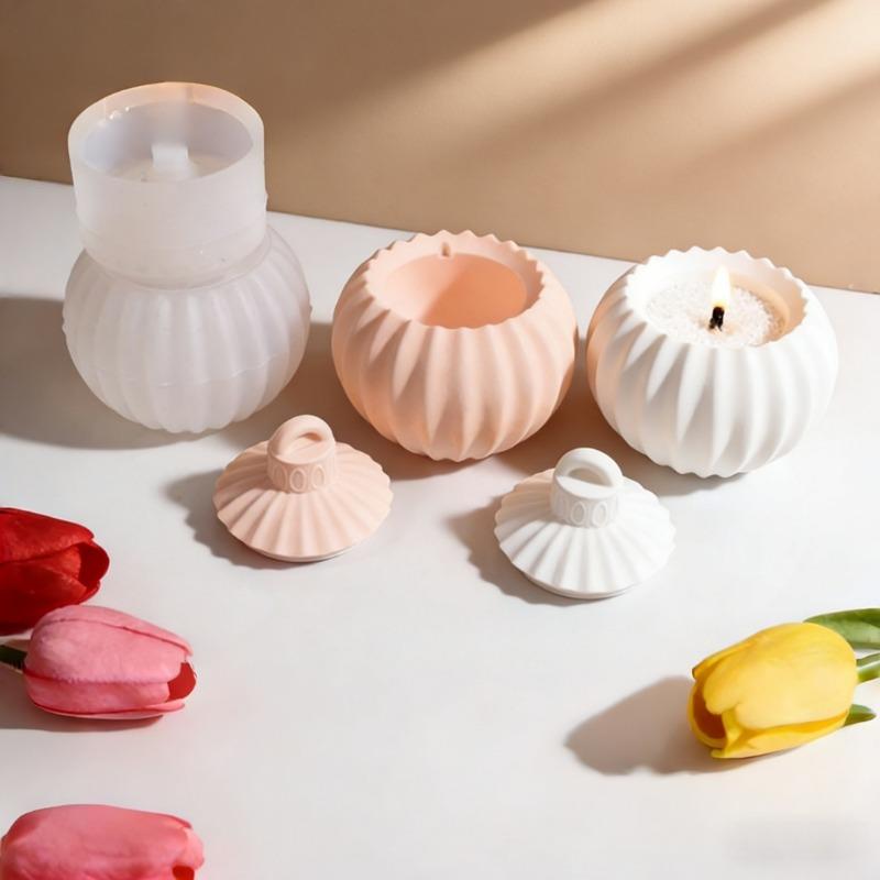 Round Jar With Lid Storage Box Plaster Silicone Mold Easy Remold For DIY Gypsum Jewelry Storage Jar Candle Cup Home Decoration