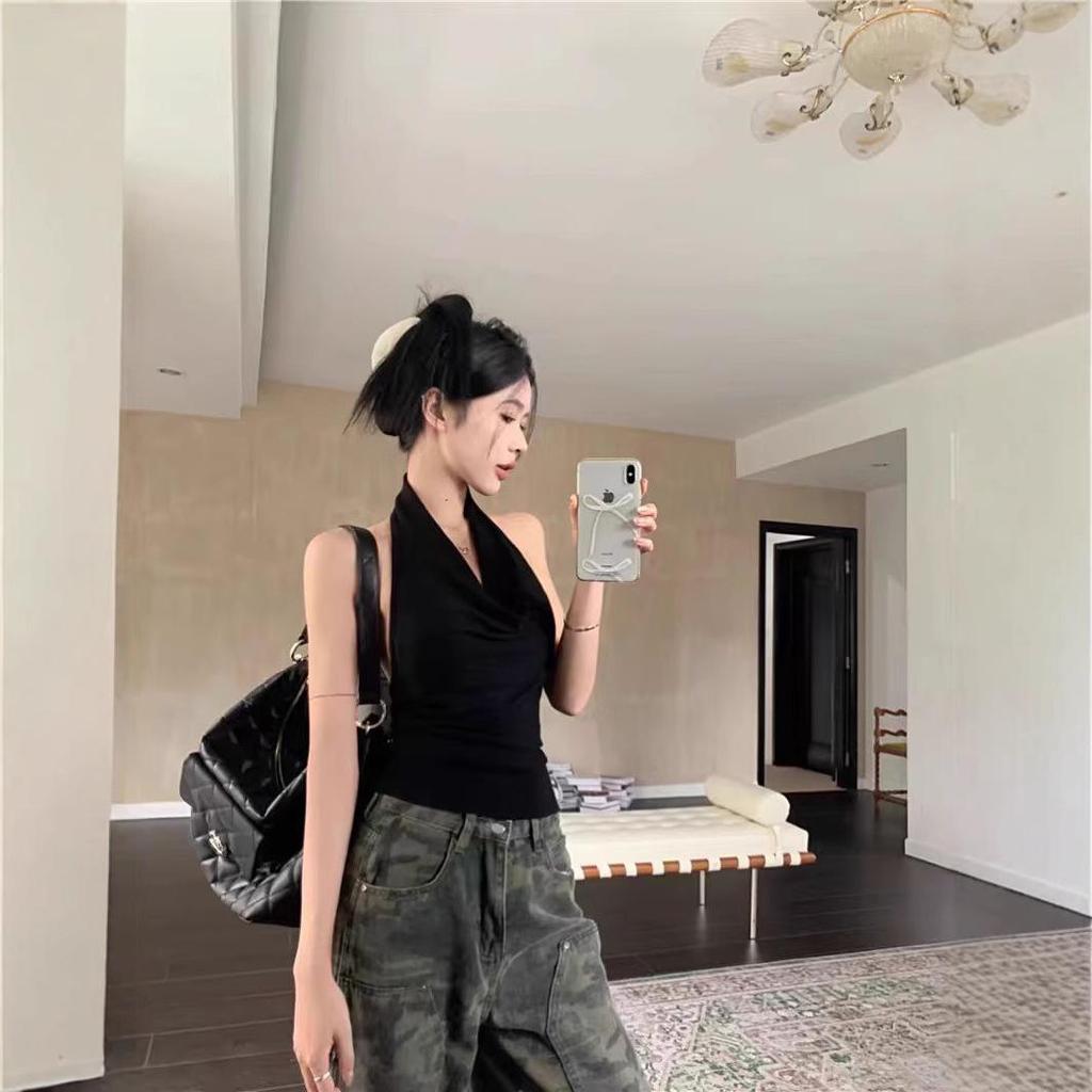 Women's Halter Cowl Neck Sleeveless Bodycon Tank Top - Chic Off-Shoulder Summer Outerwear