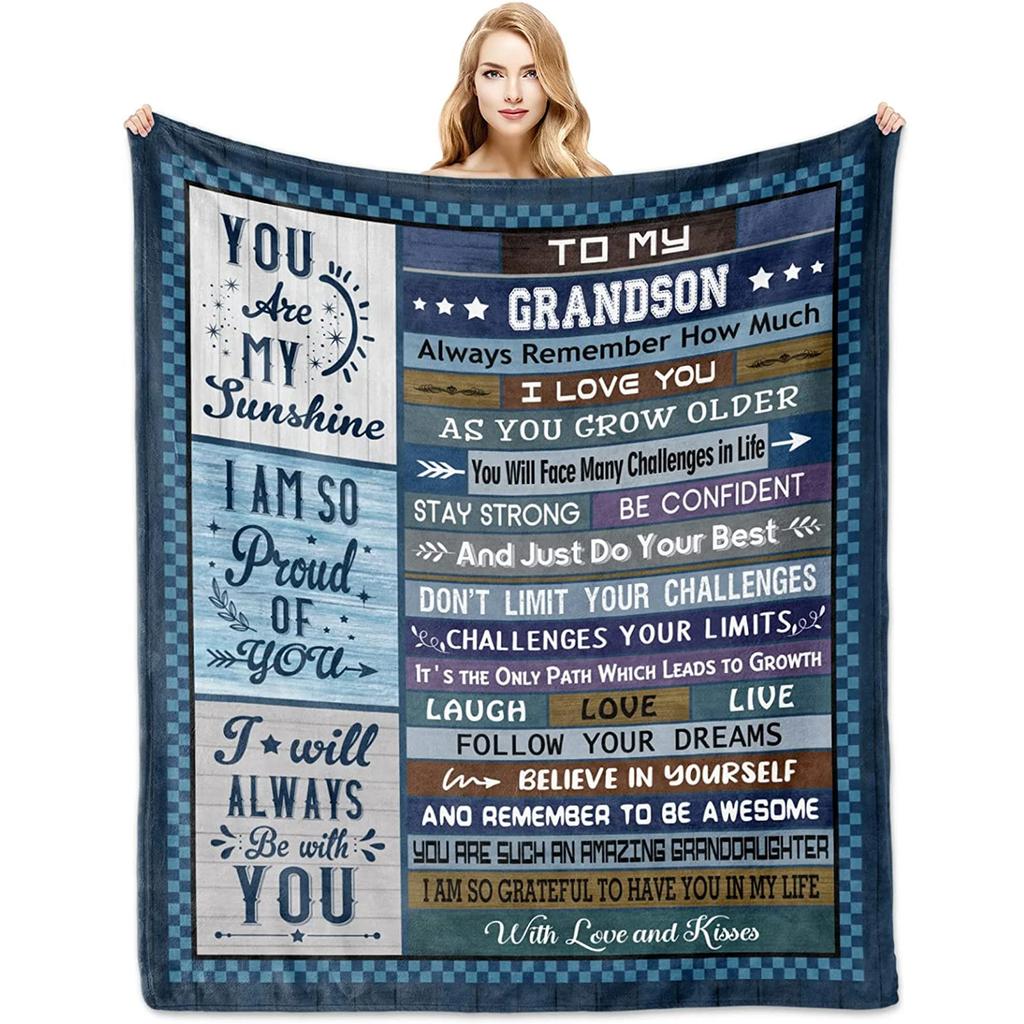 Gift For Grandchild, Grandchild Blanket 60 X 50 In Birthday Gift From Grandparents To Adult Grandchild, Throw Blanket For Grandchild