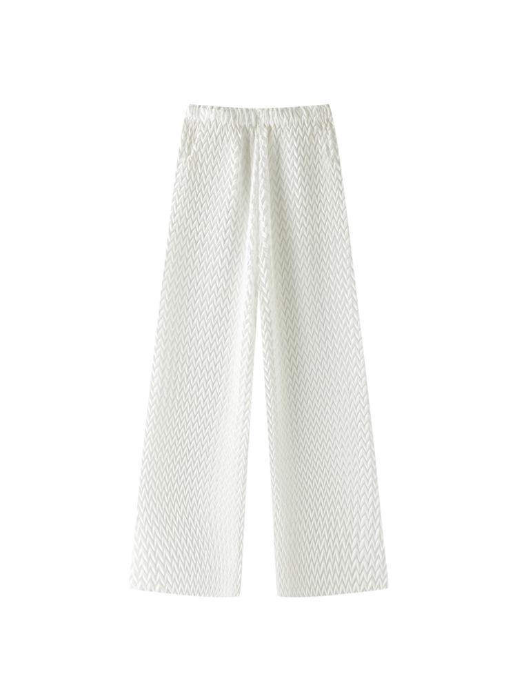 

Miyake Women s Spring Pleated Wide-Leg Pants with Elastic Waist - Versatile, Slimming, and Casual One Size білий