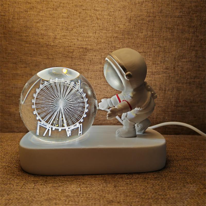 Astronaut Creativ 3D Minge de Cristal Led Lumină de noapte pentru Dormitor Copii Planetă Spațiu Lampă Sistem Solar USB Cadou de Crăciun pentru copii
