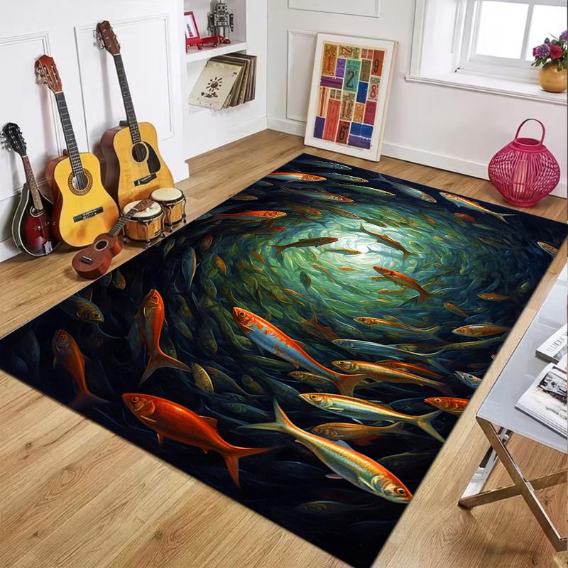 

2D Goldfish Forest Underwater Area Rug Fantasy Koi Fish Decorative Floor Mat for Living Room Bedroom Home Decor Non Slip 40X60CM