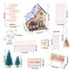 Miniature Wood Doll House Christmas Doll House Assembly Kits with Accessories and Safe LED Lighting for Kids Creative Play