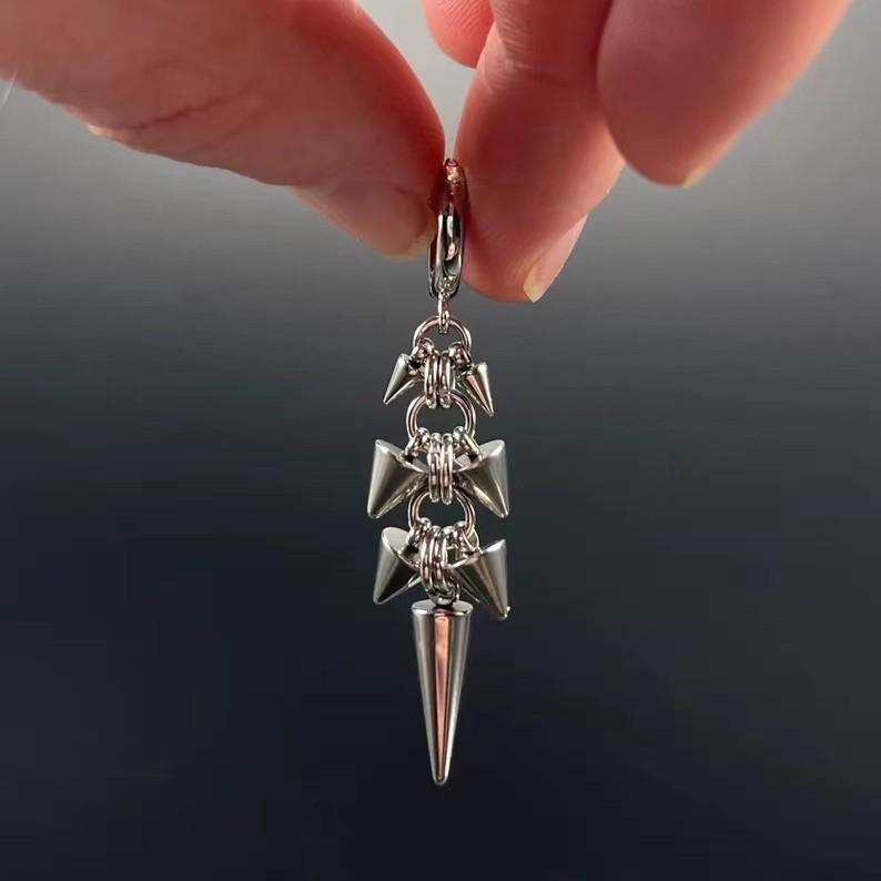 Stainless Steel Rivet Cone Drop Earrings, Creative Punk Bullet Jewelry