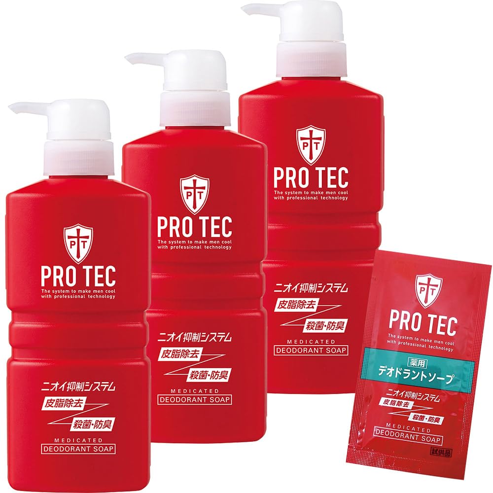 

PRO TEC Deodorant 420ml x 3 Bottles Bonus Deodorant Soap Body Antibacterial Soap, + (Quasi-drug) Soap,