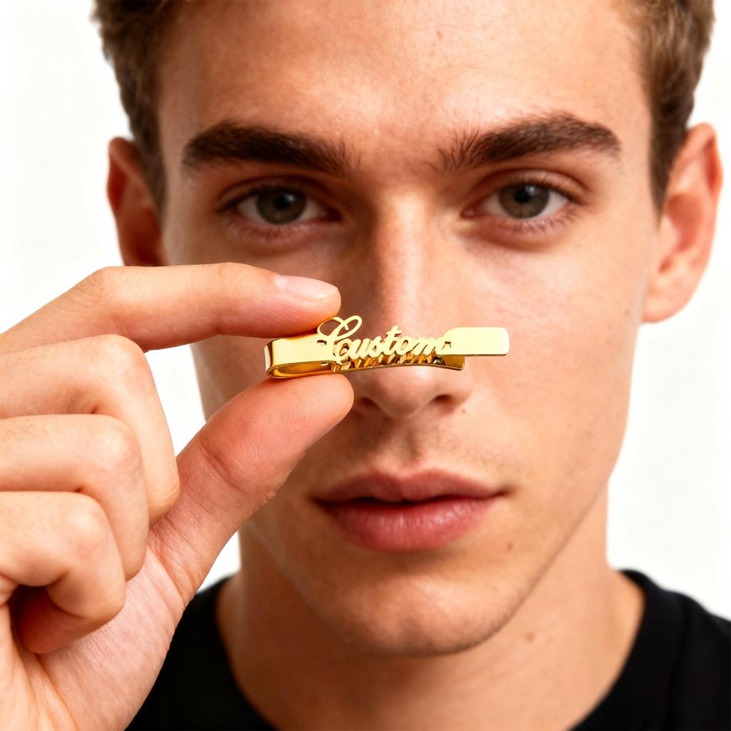 Сделай сам Французский мужской зажим для галстука Нержавеющая сталь Полированный Именной зажим для галстука Подарок