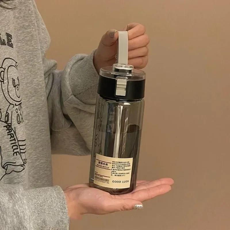 Portable Plastic Water Bottle with Tea Compartment BPA Free Outdoor Sports Cups for Students Travel Hiking Gym
