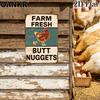 Vintage Farm Fresh Butt Nuggets Kovová plechová cedule Ideální dárek Retro kuřecí plakát Kovové cedule pro farmu zahradu dům dekorace stěny