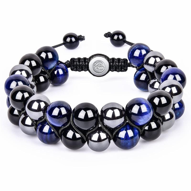 

JYL TS Bracelet Blue Eye Elastic Adjustable Boosts Wisdom & Calm 10MM-Dark Blue Tiger Eye катавба кольору