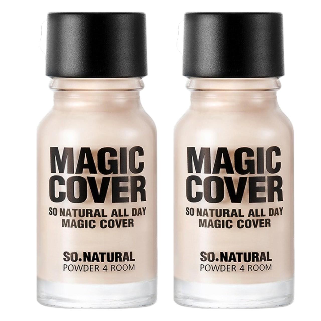 

So Natural All Day Magic Cover Concealer 10ml x 2ea - High-Coverage Liquid Concealer for Dark Circles, Blemishes & Redness