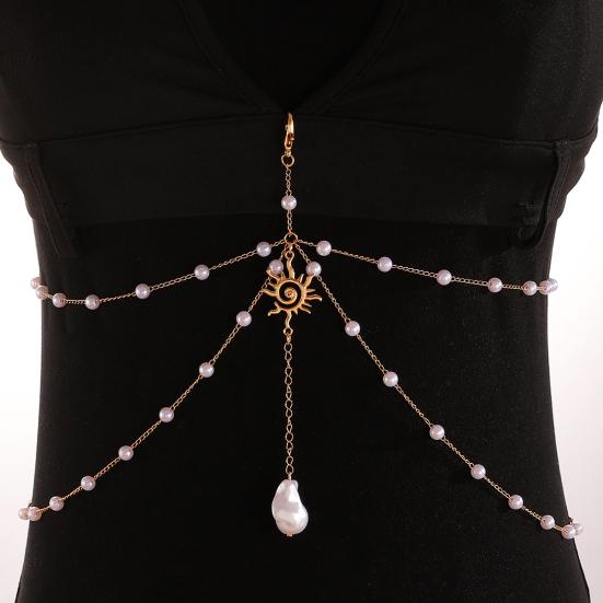 Body Chain Layered Double-Layer Chain Body Chain with Marine Theme Imitation Pearls Shells Starfish Drape Design