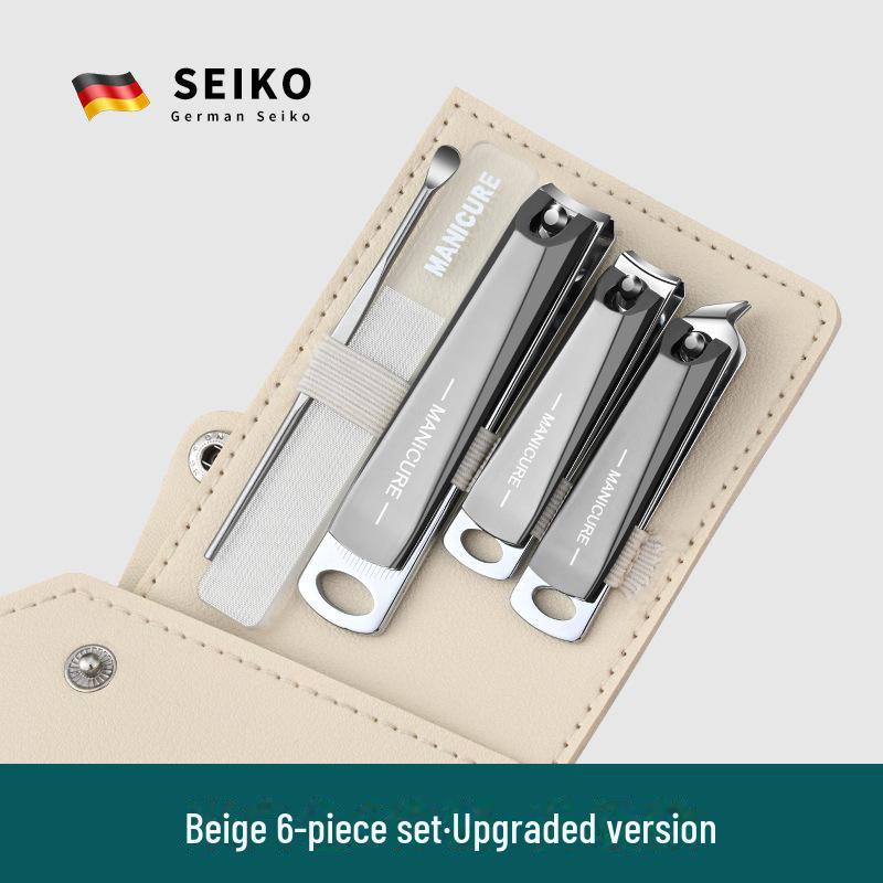 Portable Nail Clipper & Scissors Set with Rotating Leather Case - Large Anti-Splash Design