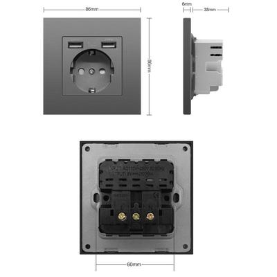 EU Standard Electrical USB Socket Wall Charger Adapter Charging Germany Plug Socket Power Outlets 16APC Panel Bedroom USB Socket