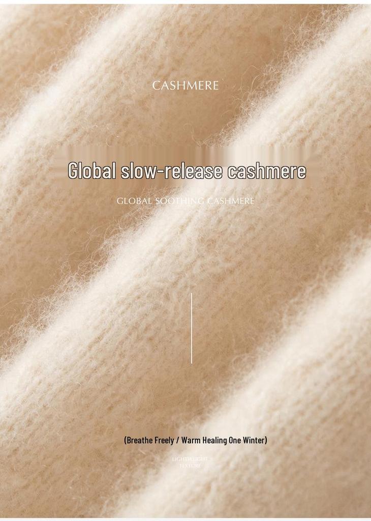2025 Autumn/Winter Women's High Neck Cashmere Sweater – Thick, Skin-Friendly, Loose Knitwear Base Layer