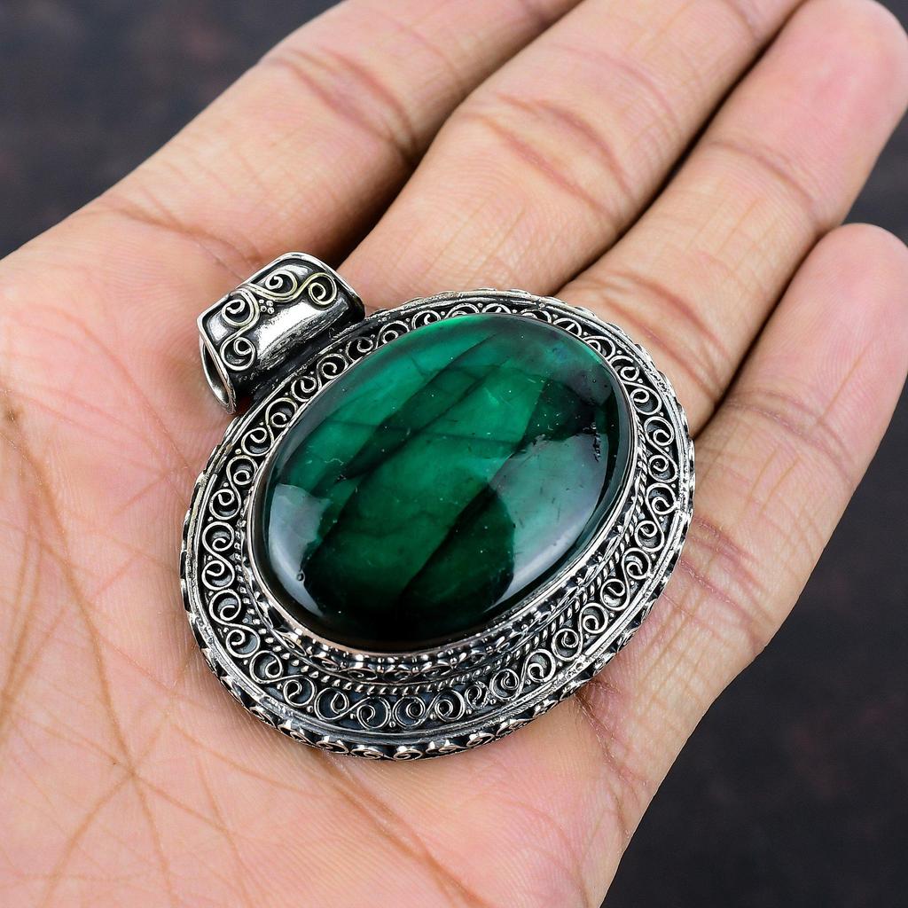 Prívesok z drahokamov s labradoritom Green Fire 925 Strieborný prívesok Ručne vyrábaný prívesok z labradoritových šperkov Darček pre ňu Elegantný vintage prívesok