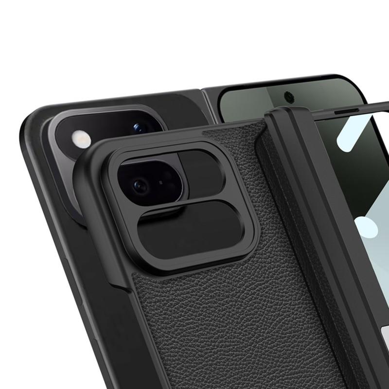 Magnetische Leder-Haptik Handyhülle Mit Seitenständer Google Pixel 11 Pro Fold Stoßfest PC-Abdeckung In Schwarz Grün Carbon