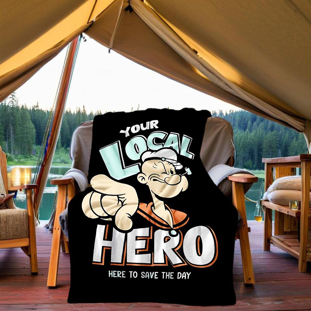 1pc Popeye the Sailor All-Season Comfort, Outdoor Flannel Blanket - Soft, Warm & Cozy for Naps, Camping & Travel 066