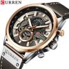 Curren 8380 Men's Waterproof Multifunctional Quartz Sports Watch with Leather Strap and Calendar