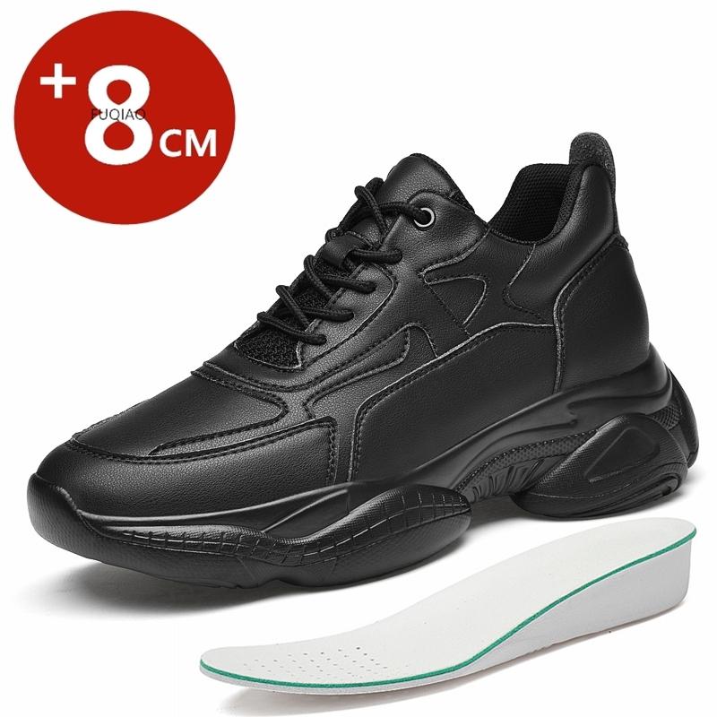 Herren Unsichtbare Höhenerhöhende Sneaker Rindsleder Dicke Sohle Bequem 8CM Absatzschuhe Lift Sport Mann Papa Schuhe