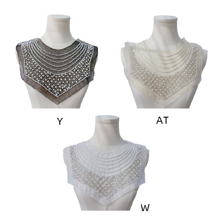Embroidered Beadwork Collar Applique Mesh Collar Accessory For Elegances Social Gatherings Clothing Garment Decoration