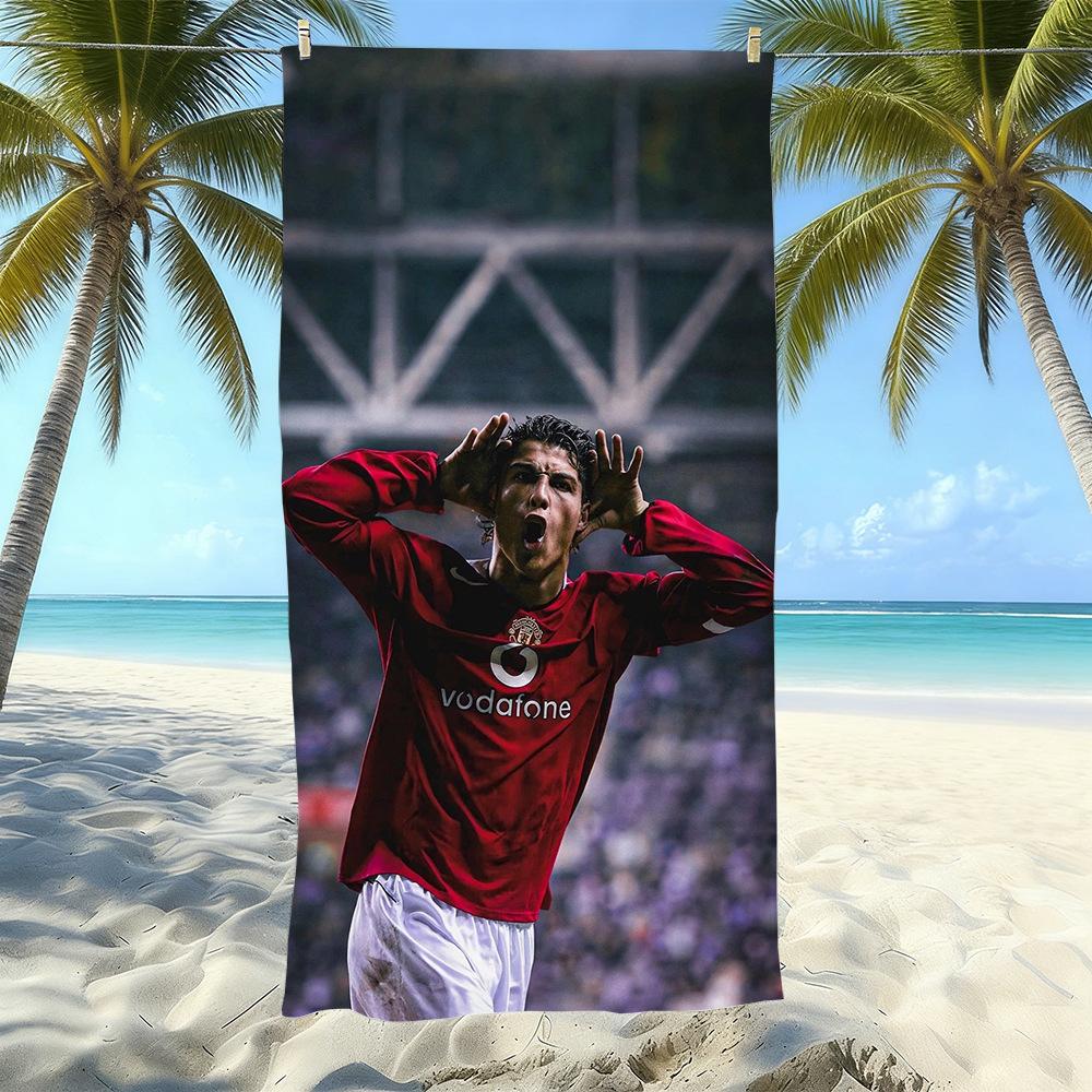 Asciugamano da Spiaggia in Microfibra Stampato Sport Calcio Asciugatura Rapida Morbido Assorbente Asciugamano da Bagno per la Costa